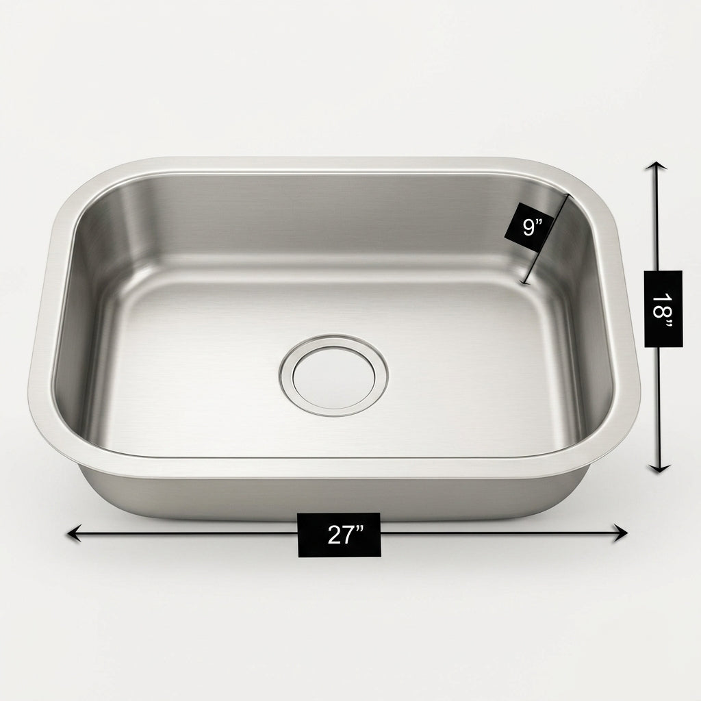 L-105-S 27 inch undermount 18 gauges kitchen sink single bowl medium