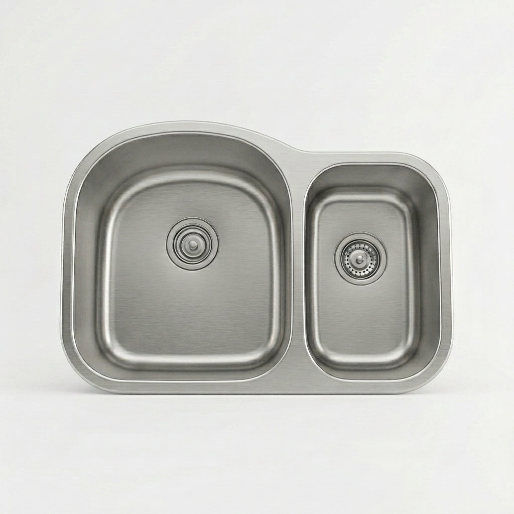 L-203 / Luvul 32-inch 70/30 Undermount 18 Gauge Kitchen Sink Stainless Steel Double Bowl