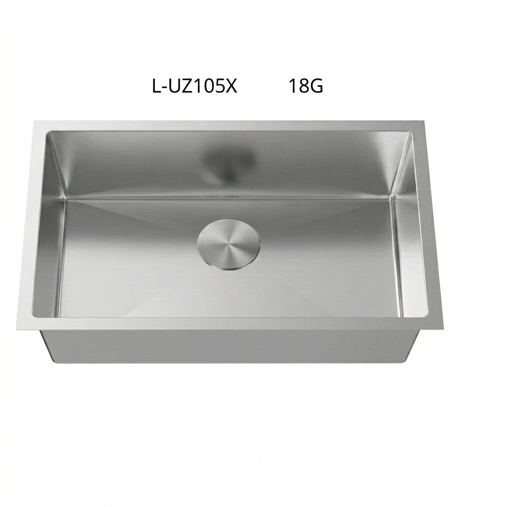 L-UZ105X STAINLES STEEL 3/4 RADIOS SINGLE BOWL SINK 18G 30X16