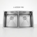 L-UZ202X STAINLES STEEL 3/4 RADIOS DOUBLE BOWL SINK 50/50 18G 163846