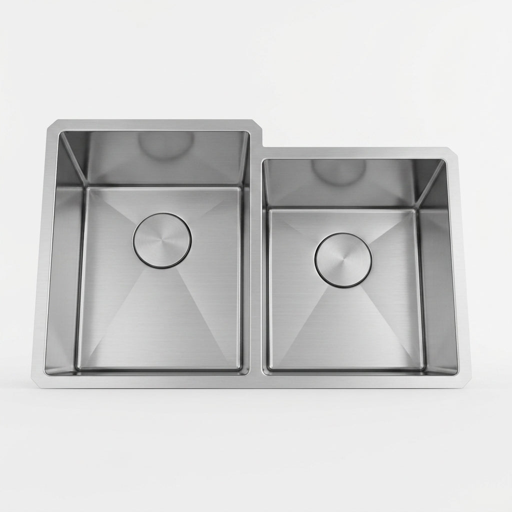 L-CZ201X 60/40 STAINLES STEEL 3/4 RADIOS DOUBLE BOWL SINK 16G