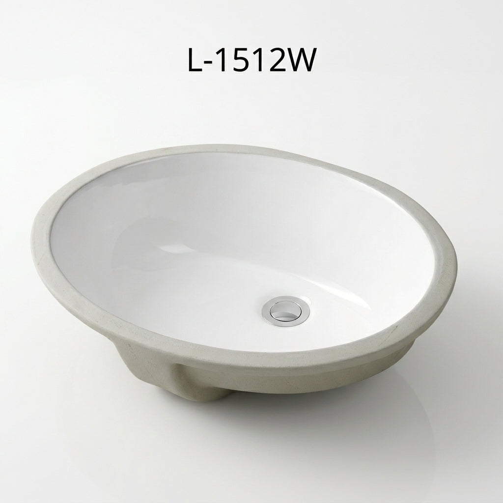 L-1512W CERAMIC SINK OVAL 15X12 BATHROOM WHITE