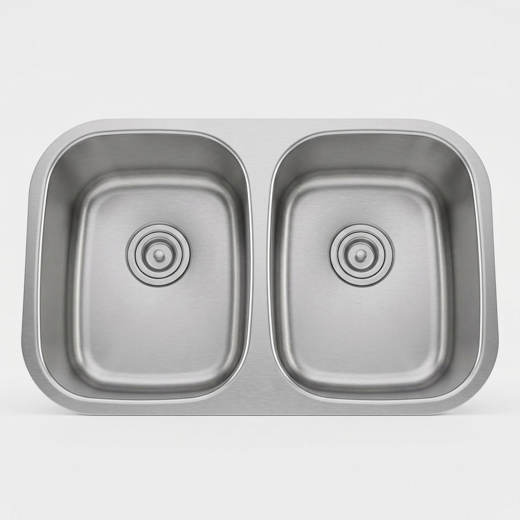 L-202-S STAINLES STEEL DOUBLE BOWL 50/50 18G SMALL
