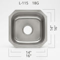 L-115 16"x16" Undermount 18 Gauge Bar/Prep Single Bowl 521828
